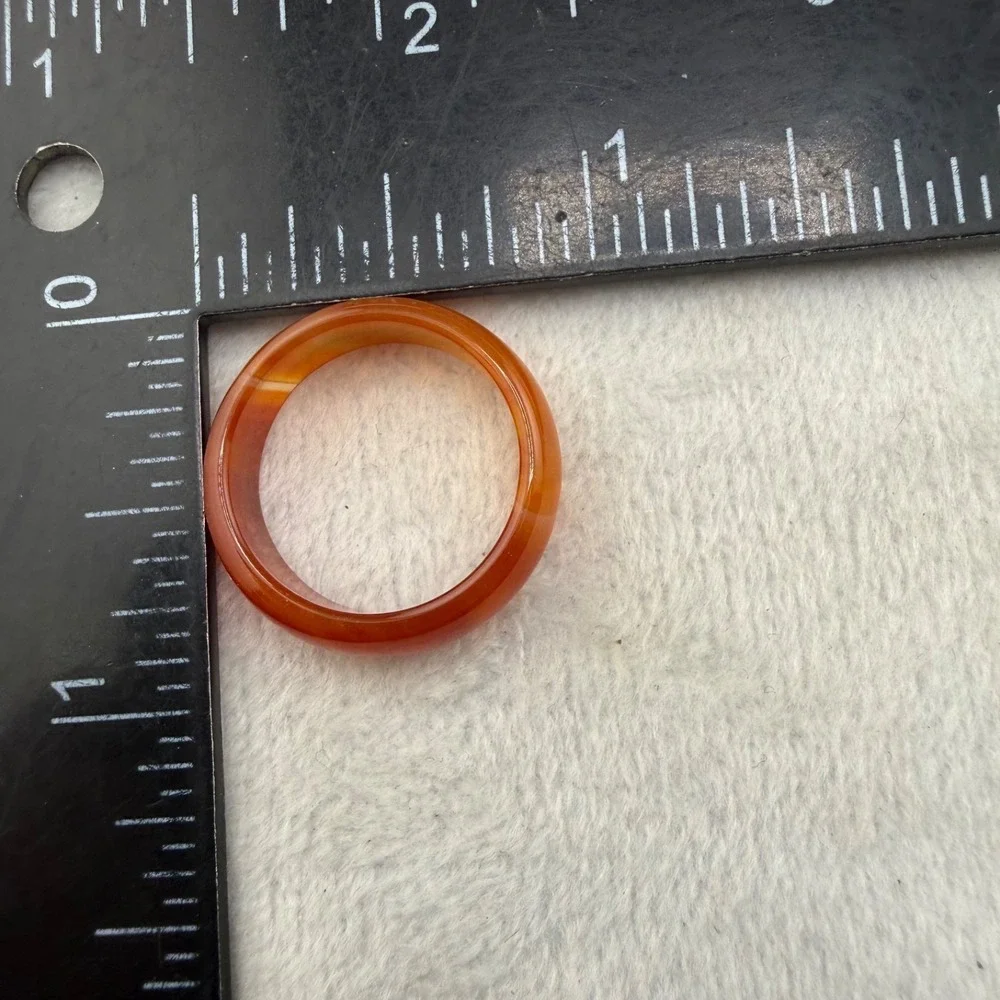 Vintage Polished Stone Ring Orange Size 7